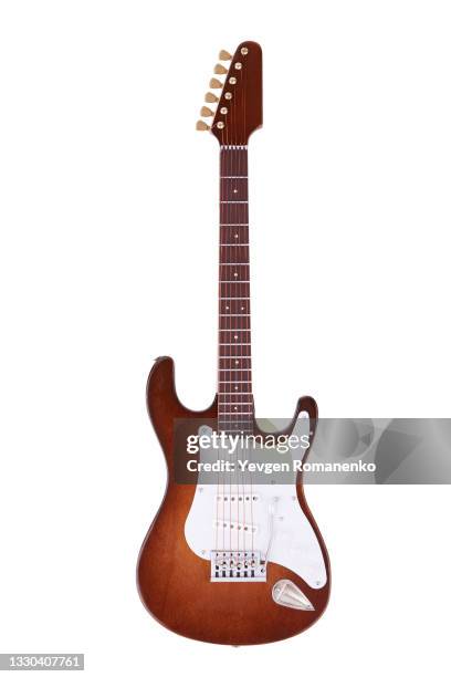 electric guitar isolated on white background - guitare électrique photos et images de collection
