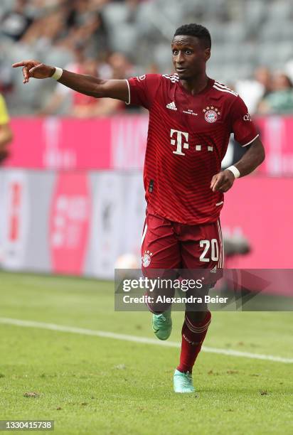 Bouna Sarr of FC Bayern Muenchen is pictured during the Audi Football Summit match between FC Bayern Muenchen and Ajax Amsterdam at Allianz Arena on...