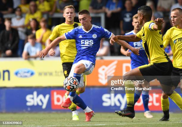 Luke Thomas of Leicester City during the Pre-Season Friendly match between Burton Albion and Leicester City at Pirelli Stadium on July 24, 2021 in...