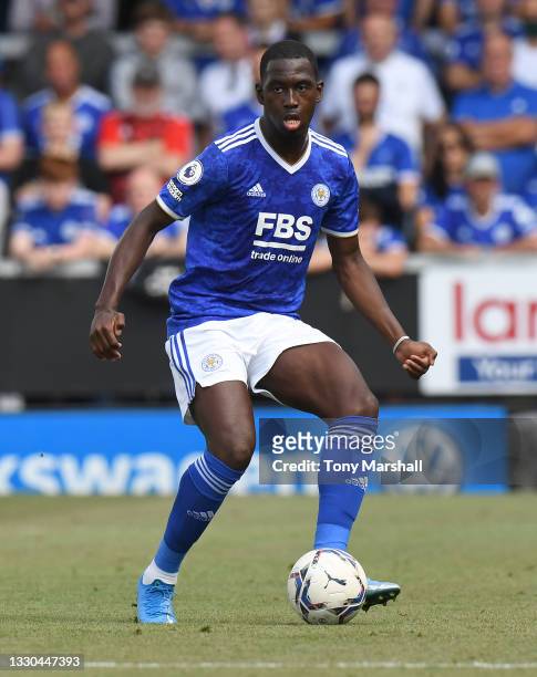 Boubakary Soumare of Leicester City during the Pre-Season Friendly match between Burton Albion and Leicester City at Pirelli Stadium on July 24, 2021...