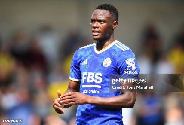 Patson Daka of Leicester City during the Pre-Season Friendly match between Burton Albion and Leicester City at Pirelli Stadium on July 24, 2021 in...