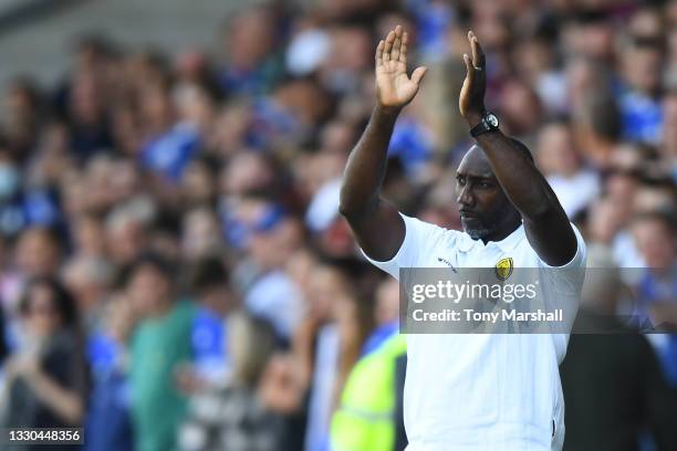 Burton Albion Manager Jimmy Floyd Hasselbaink during the Pre-Season Friendly match between Burton Albion and Leicester City at Pirelli Stadium on...