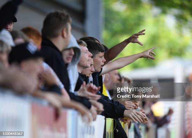 Burton Albion fans during the Pre-Season Friendly match between Burton Albion and Leicester City at Pirelli Stadium on July 24, 2021 in...