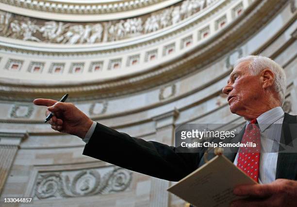 Apollo 17 astronaut and the last man on the moon Eugene Cernan attends the Congressional Gold Medal ceremony in the Rotunda of the U.S. Capitol...