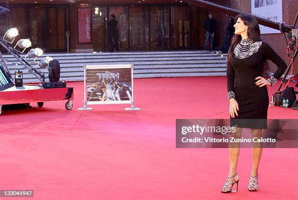 Actress Pamela Prati attends the "Tron: Legacy" Premiere hosted by Belstaff during the 5th International Rome Film Festival at Auditorium Parco Della...