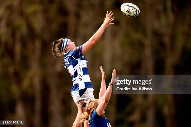 Maiakawanakaulani Roos of Auckland collect the ball from a lineout during the round two Farah Palmer Cup match between Otago and Auckland at...