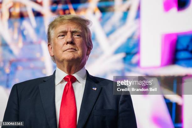 Former U.S. President Donald Trump makes an entrance at the Rally To Protect Our Elections conference on July 24, 2021 in Phoenix, Arizona. The...