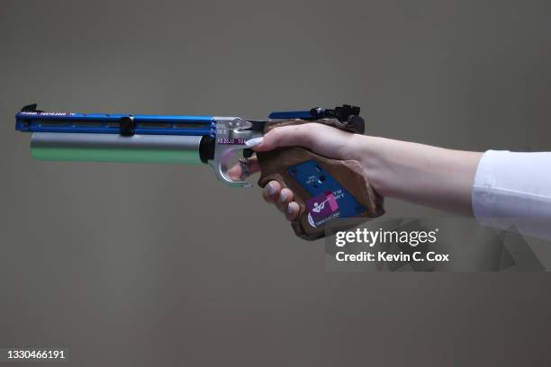 The pistol of Anna Korakaki of Team Greece during the 10m Air Pistol Women's event on day two of the Tokyo 2020 Olympic Games at Asaka Shooting Range...