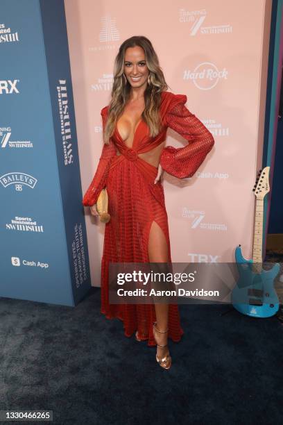 Jena Sims attends Sports Illustrated Swimsuit 2021 Issue Concert at Hard Rock Live! in the Seminole Hard Rock Hotel & Casino on July 24, 2021 in...