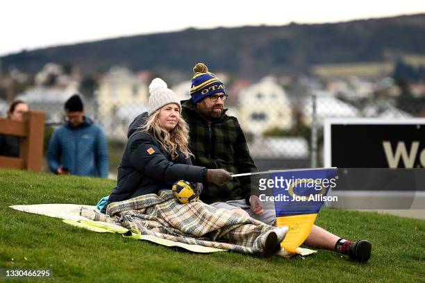 Otago fans watch on during the round two Farah Palmer Cup match between Otago and Auckland at University of Otago Oval, on July 25 in Dunedin, New...