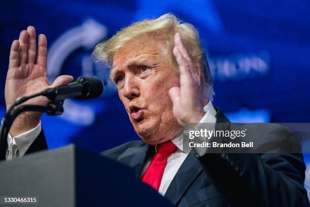 Former U.S. President Donald Trump speaks during the Rally To Protect Our Elections conference on July 24, 2021 in Phoenix, Arizona. The...