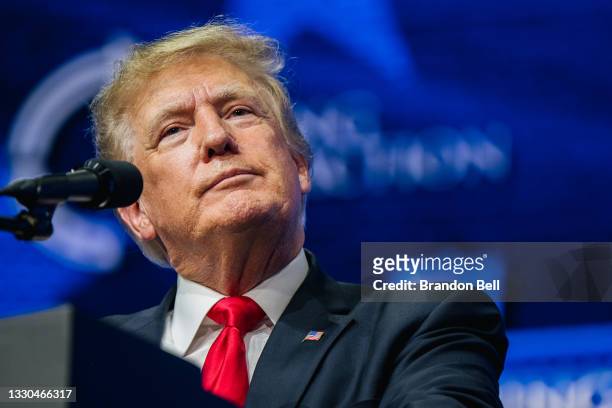 Former U.S. President Donald Trump speaks during the Rally To Protect Our Elections conference on July 24, 2021 in Phoenix, Arizona. The...