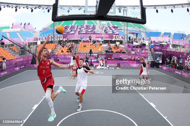 Rafael Bogaerts of Team Belgium drives to the basket during the Men's Pool Round match between ROC and Belgium on day two of the Tokyo 2020 Olympic...