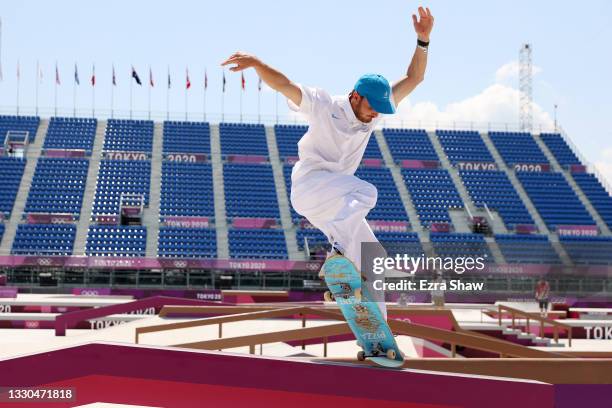 Vincent Milou of Team France competes at the Skateboarding Men's Street Finals on day two of the Tokyo 2020 Olympic Games at Ariake Urban Sports Park...