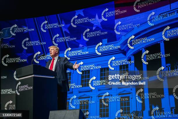 Former U.S. President Donald Trump speaks during the Rally To Protect Our Elections conference on July 24, 2021 in Phoenix, Arizona. The...