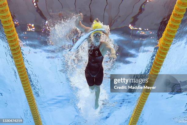 Bronte Campbell of Team Australia competes in the Women's 4 x 100m Freestyle Relay Final on day two of the Tokyo 2020 Olympic Games at Tokyo Aquatics...