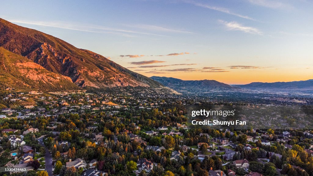 Aerial View of Great Salt Lake Utah at Sunset