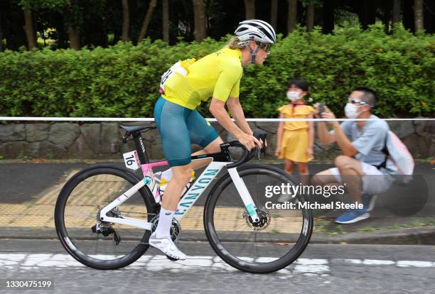 Tiffany Cromwell of Team Australia during the Women's road race on day two of the Tokyo 2020 Olympic Games at Fuji International Speedway on July 25,...