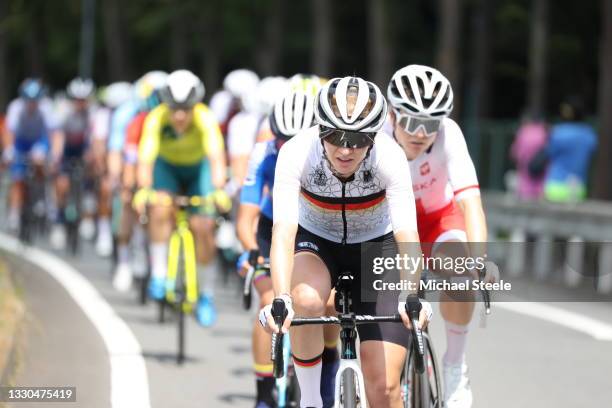 Hannah Ludwig of Team Germany during the Women's road race on day two of the Tokyo 2020 Olympic Games at Fuji International Speedway on July 25, 2021...