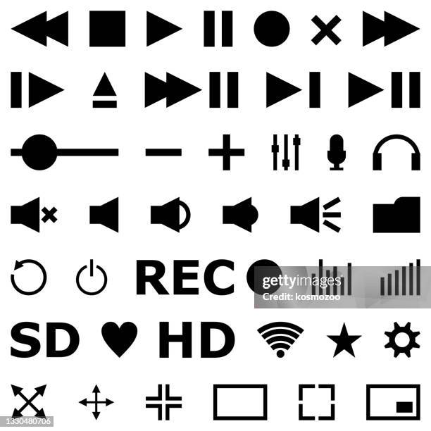 set media player button flat vector icon on white background - volume dial stock illustrations