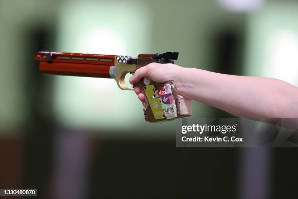 Zorana Arunovic of Team Serbia during the 10m Air Pistol Women's event on day two of the Tokyo 2020 Olympic Games at Asaka Shooting Range on July 25,...