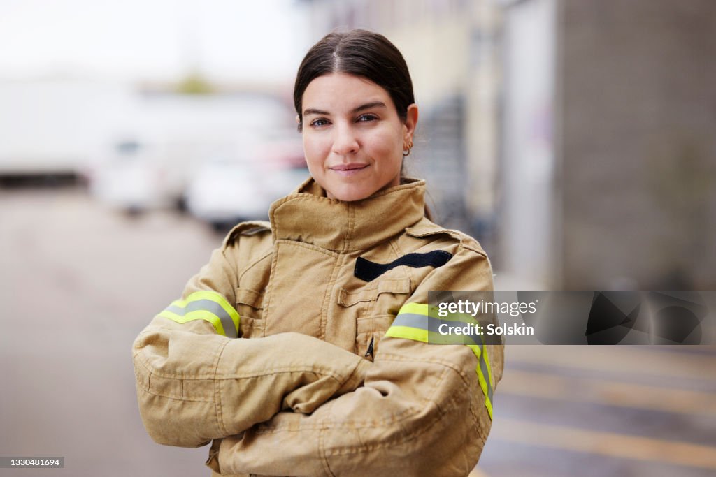 Female firefighter, portrait