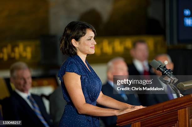 Singer Norah Jones sings "America the Beautiful" at a Congressional Gold Medal ceremony in the Rotunda of the U.S. Capitol. The medal is the highest...