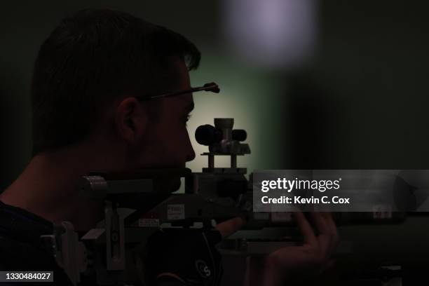 William Shaner of Team United States during the 10m Air Rifle Men's event on day two of the Tokyo 2020 Olympic Games at Asaka Shooting Range on July...