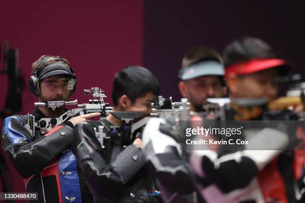 Lucas Kozeniesky of Team United States during the finals of the 10m Air Rifle Men's event event on day two of the Tokyo 2020 Olympic Games at Asaka...