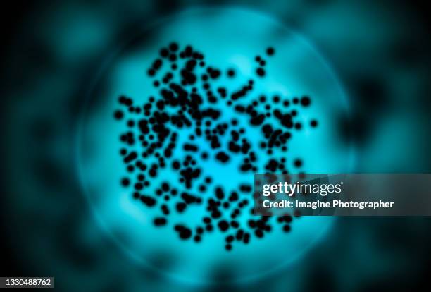 illustration, microscope bacteria in cell on green graphic background. - covid microscope stock pictures, royalty-free photos & images