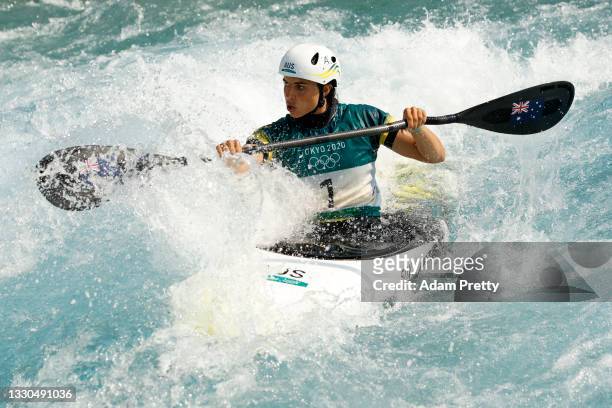 Jessica Fox of Team Australia competes in the Women's Kayak Slalom Heats 1st Run on day two of the Tokyo 2020 Olympic Games at Kasai Canoe Slalom...