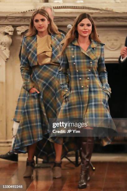 Samara Connery and Natasha Connery walk the runway at the Dressed To Kilt Charity Fashion Show at Mill Neck Manor on July 24, 2021 in Mill Neck, New...