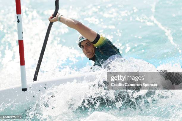 Jessica Fox of Team Australia competes in the Women's Kayak Slalom Heats 1st Run on day two of the Tokyo 2020 Olympic Games at Kasai Canoe Slalom...