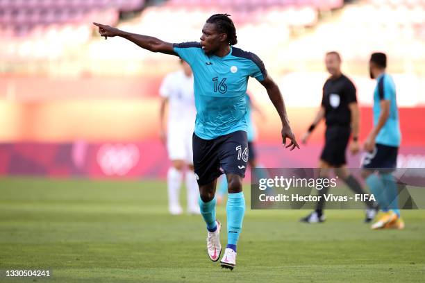 Jose Garcia of Team Honduras reacts during the Men's First Round Group B match between New Zealand and Honduras on day two of the Tokyo 2020 Olympic...