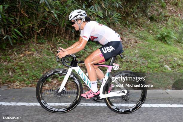 Chloe Dygert of Team United States during the Women's road race on day two of the Tokyo 2020 Olympic Games at Fuji International Speedway on July 25,...