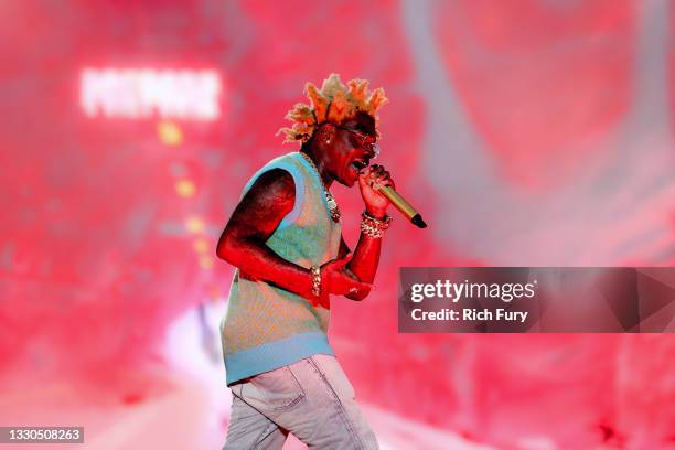 Kodak Black performs on stage during Rolling Loud at Hard Rock Stadium on July 24, 2021 in Miami Gardens, Florida.