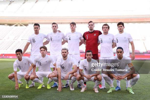 Players of Team New Zealand pose for a team photograph prior to the Men's First Round Group B match between New Zealand and Honduras on day two of...