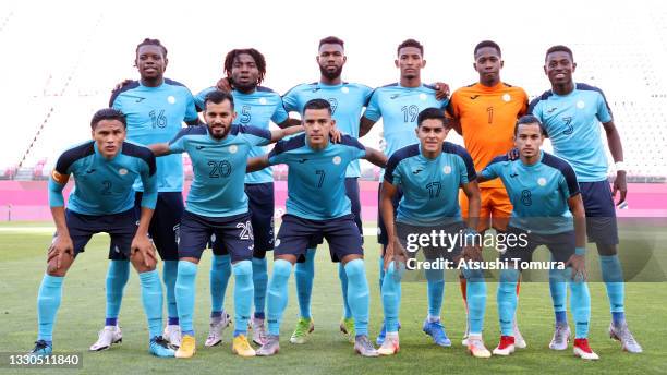 Players of Team Honduras pose for a team photograph prior to the Men's First Round Group B match between New Zealand and Honduras on day two of the...