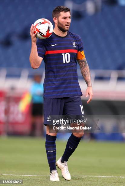 Andre-Pierre Gignac of Team France prepares to take a penalty during the Men's First Round Group A match between France and South Africa on day two...