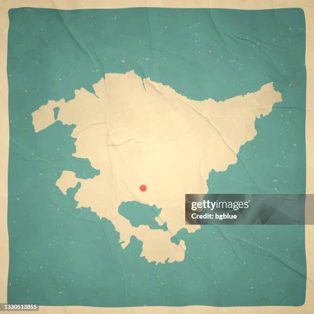 basque country map in retro vintage style - old textured paper - alava province stock illustrations