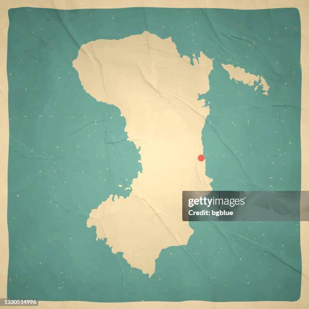 chios map in retro vintage style - old textured paper - aegean sea stock illustrations