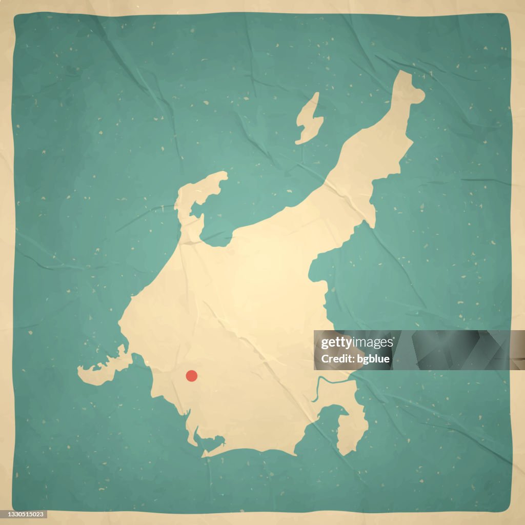 Chubu map in retro vintage style - Old textured paper