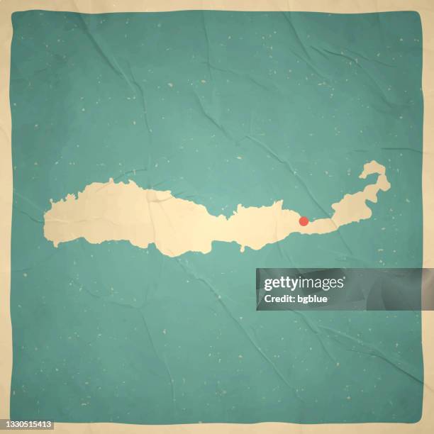 flores map in retro vintage style - old textured paper - flores stock illustrations