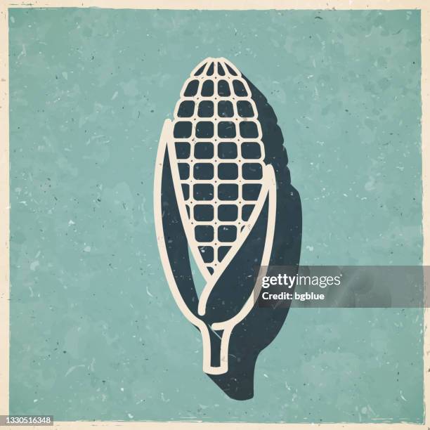corn. icon in retro vintage style - old textured paper - sweet corn stock illustrations
