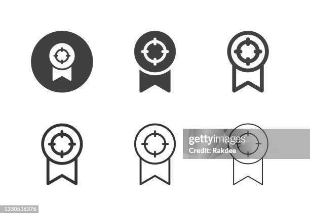 stockillustraties, clipart, cartoons en iconen met winner medal target icons - multi series - certificate icon