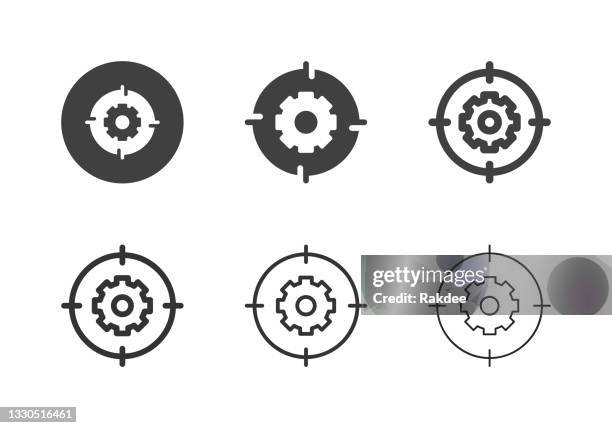 target setup icons - multi series - asian engineer stock illustrations