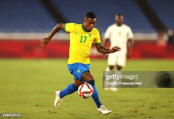 Malcom of Team Brazil runs with the ball during the Men's First Round Group D match between Brazil and Cote d'Ivoire on day two of the Tokyo 2020...