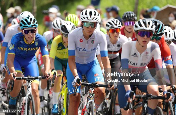 Soraya Paladin of Team Italy during the Women's road race on day two of the Tokyo 2020 Olympic Games at Fuji International Speedway on July 25, 2021...