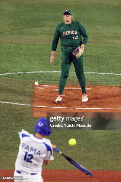 Dallas Escobedo of Team Mexico pitches against Amanda Fama of Team Italy in the first inning during the Softball Opening Round on day two of the...