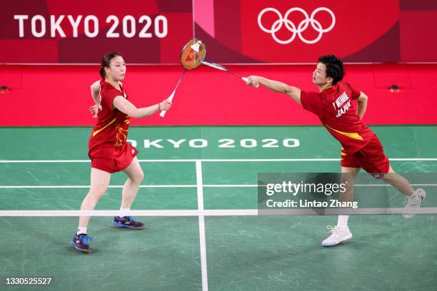 Yuta Watanabe and Arisa Higashino of Team Japan compete against Simon Wing Hang Leung and Gronya Somerville of Team Australia during a Mixed Doubles...